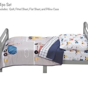 4️⃣ Toddlers Construction 4 pc. Bedding Set - Gray and Blue